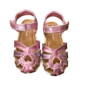 Nina Girls Dallina Pink Metallic Fisherman Heart Sandals-NWOT Size 7